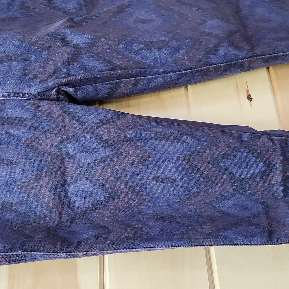 Free People Purple Aztec Ikat Geometric Print Jeans 29